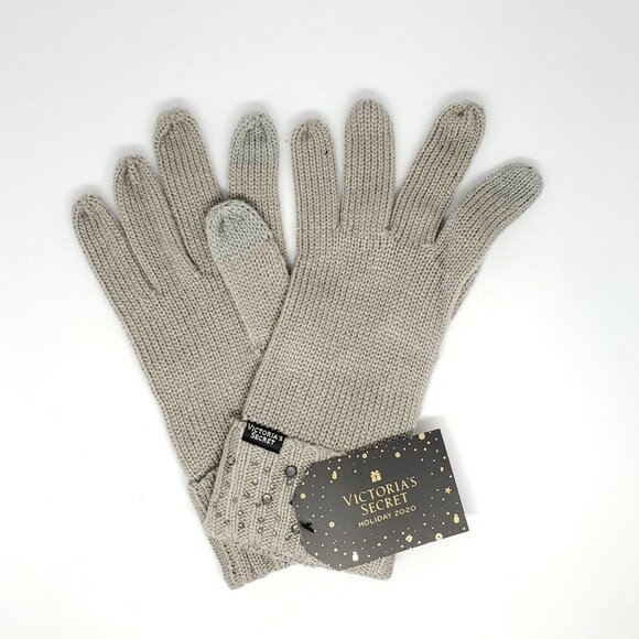 VICTORIA'S SECRET Gloves Gray Rhinestone Studded NEW - Picture 6 of 6
